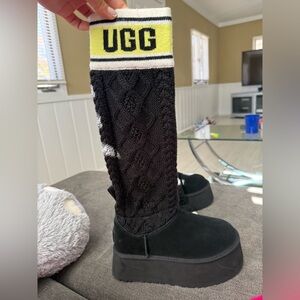 UGG Black and Cream Knit Footwear